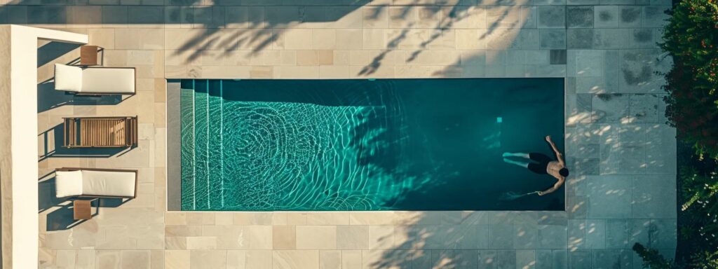 a pristine tucson pool gleams under the bright arizona sun, with a pool maintenance professional diligently performing routine checks amidst a sleek, modern backyard setting.