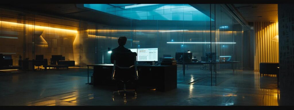 a sleek, modern office setting features a professional reviewing a visually detailed digital report on pool repairs, illuminated by soft overhead lighting, emphasizing the importance of informed decision-making in selecting quality service providers.
