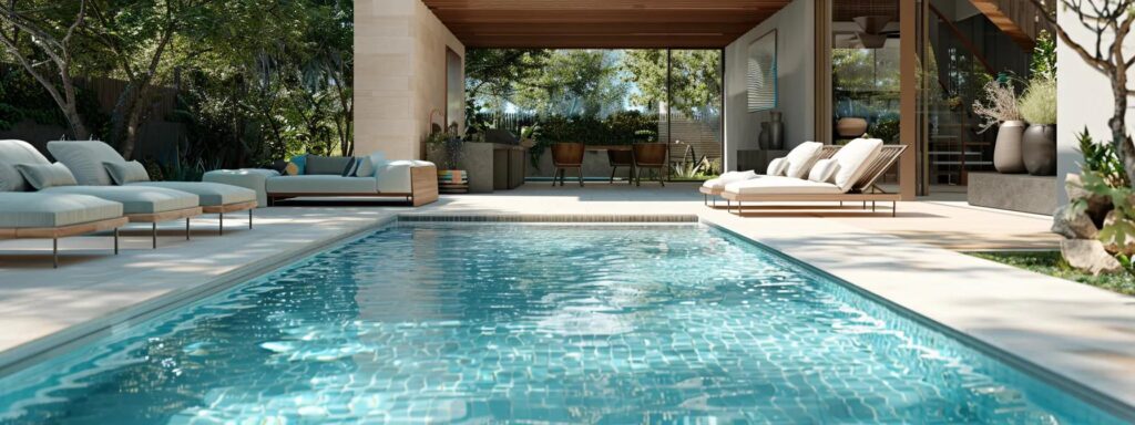 an inviting scottsdale backyard features a pristine, crystal-clear swimming pool surrounded by elegant patio furniture, with a knowledgeable technician expertly demonstrating pool maintenance techniques under the bright, sunny sky, highlighting the importance of local expertise in pool care.