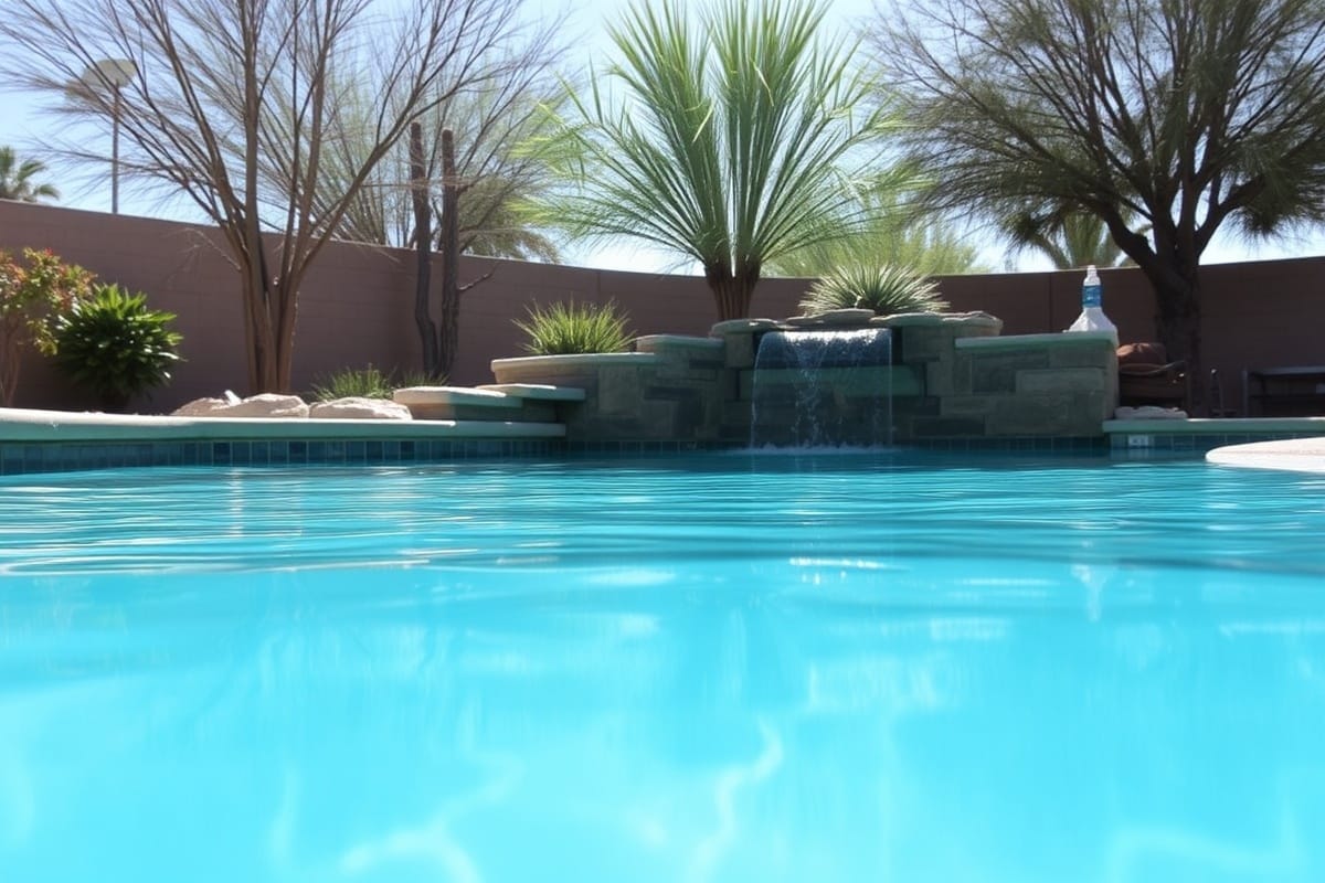 Blue Shield technician testing pH and chlorine levels for precision water balance