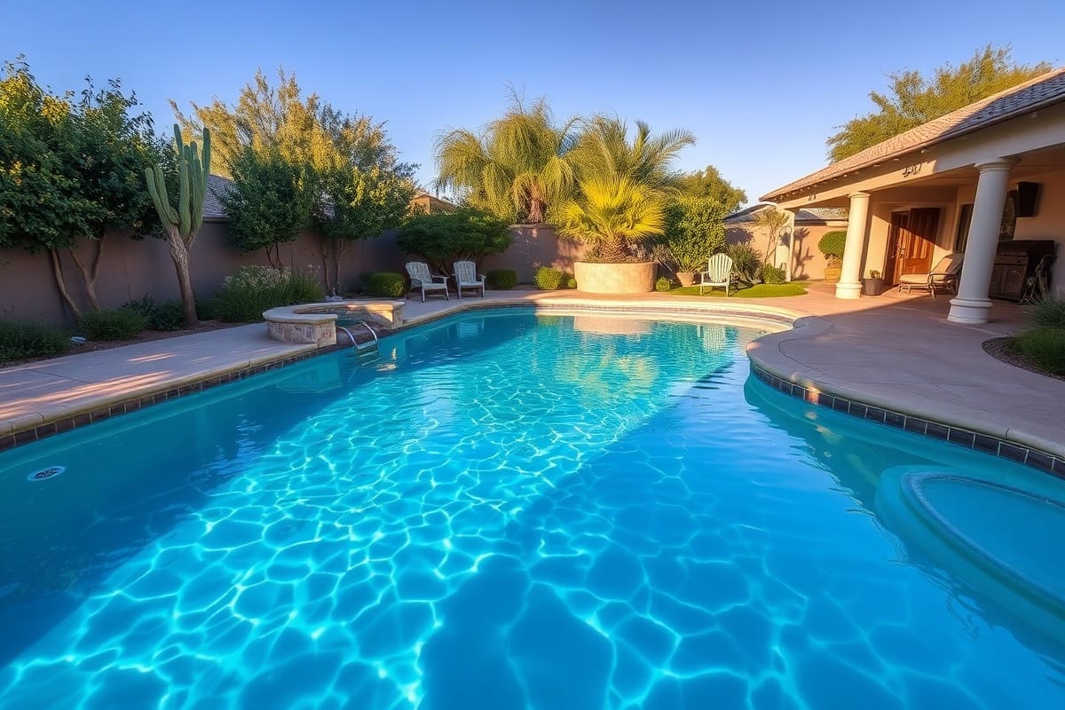 Sparkling backyard pool with perfect water clarity